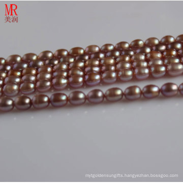 7-8mm Lavender Rice Shape Pearl String Strand